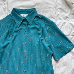 Sheer striped floral button up shirt floral sz XL romantic feminine cottagecore